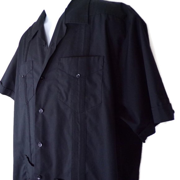 The Havana Co. Men's Guayabera Shirt Black 2424 - Picture 4 of 10